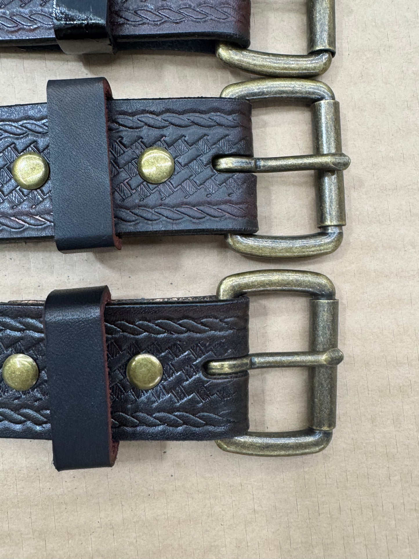 Basket Weave Mahogany Antique Belt